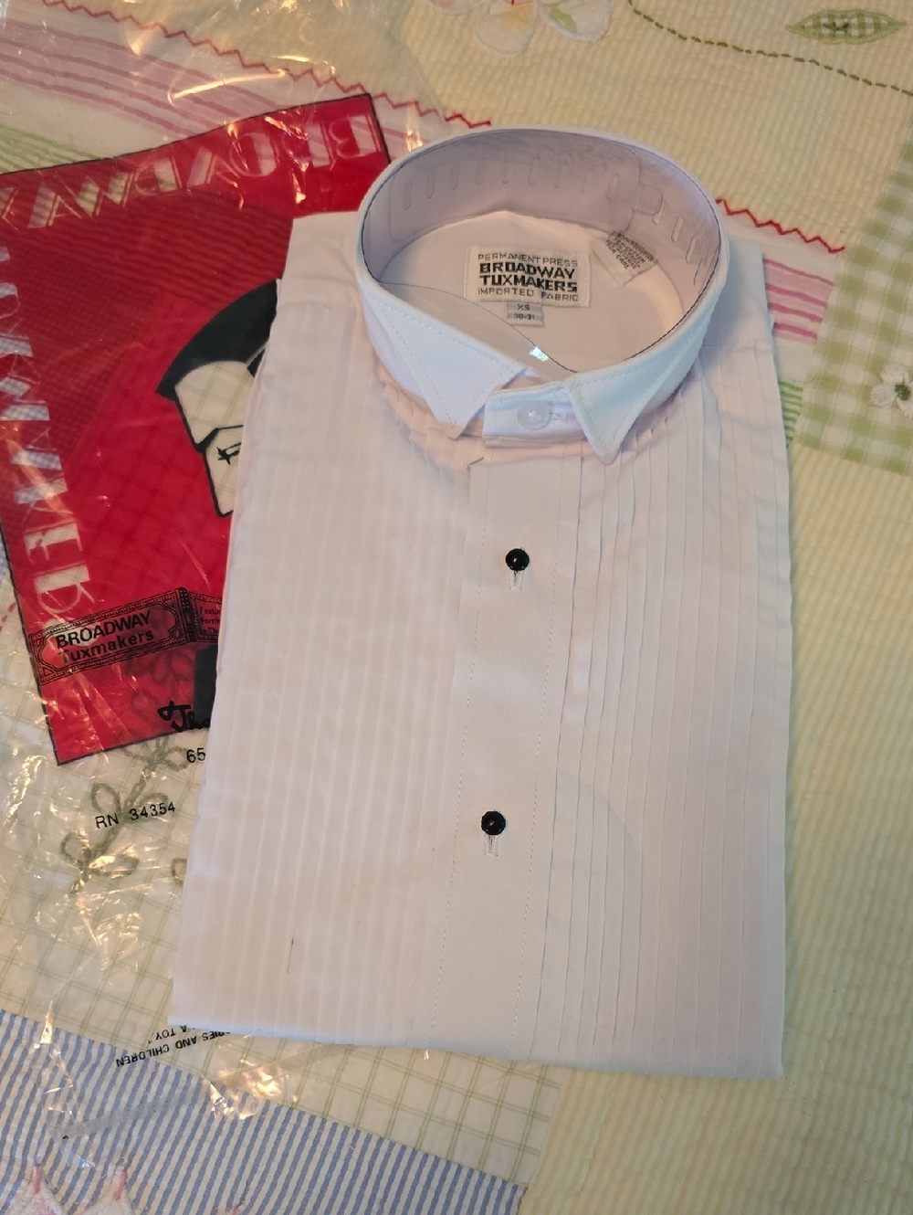 Broadway Tuxedo Men's Pleated Tuxedo Shirt - XS